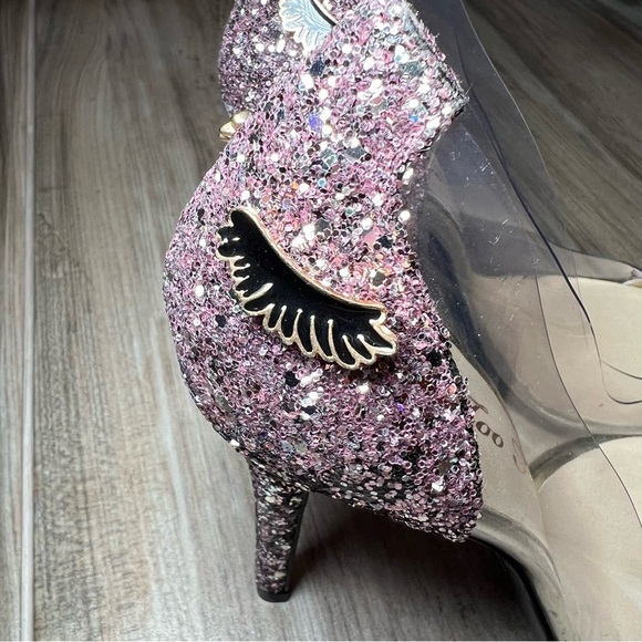 Too Faced Mink Made in Italy Better Than Set Pink Glitter Stiletto Heels Size 10 - Picture 12 of 14